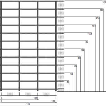 DVD-hylly 3/12 260x140cm Hiili