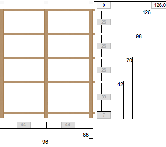 Hylly 2/5 126x96cm Vanha Tammi