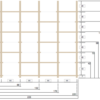 Täispuidust riiul 5/7 208x228cm Viimistlemata puu